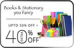 Get Upto 50% off + 40% Extra on Books & Stationary