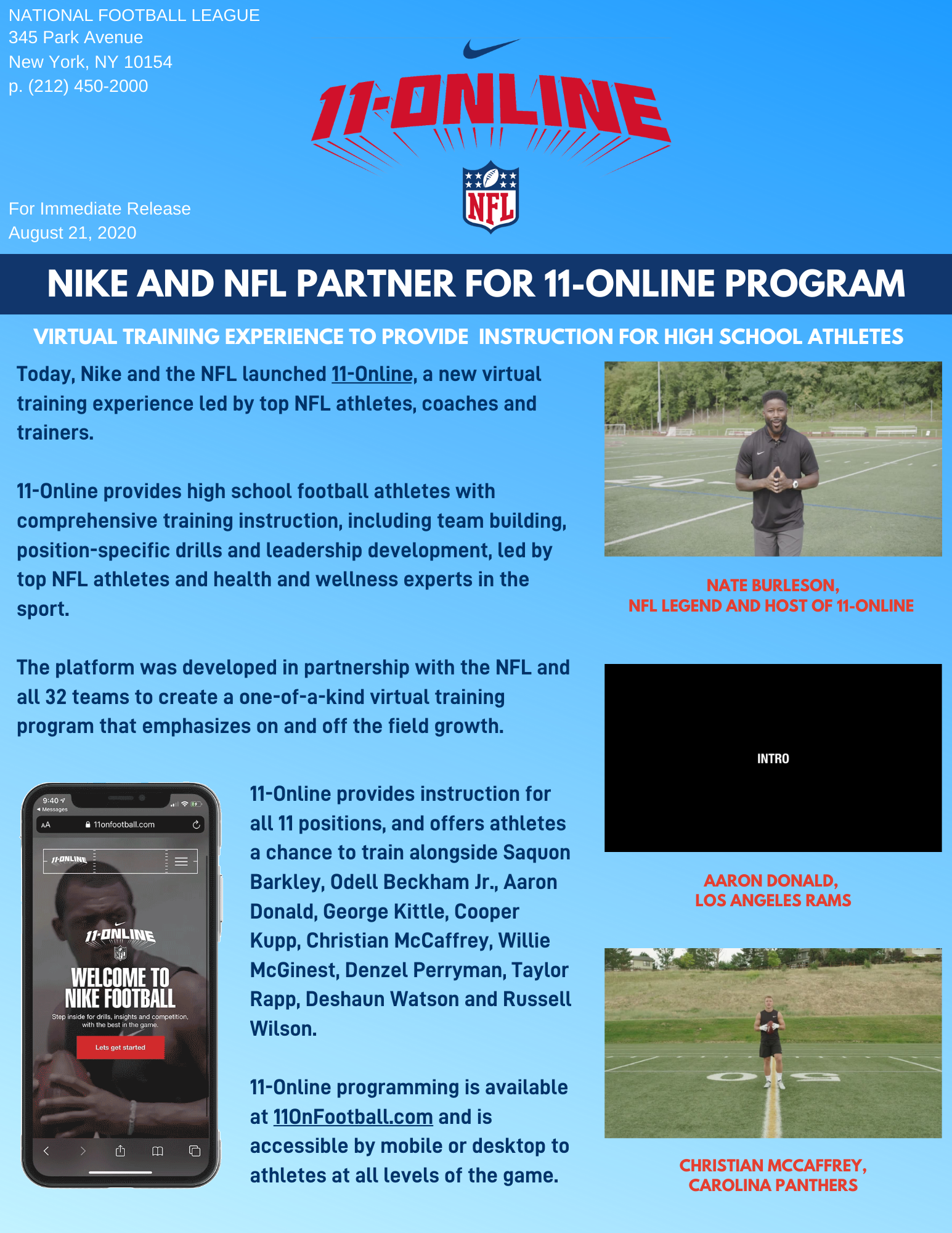Nike and NFL Partner For 11-Online Program