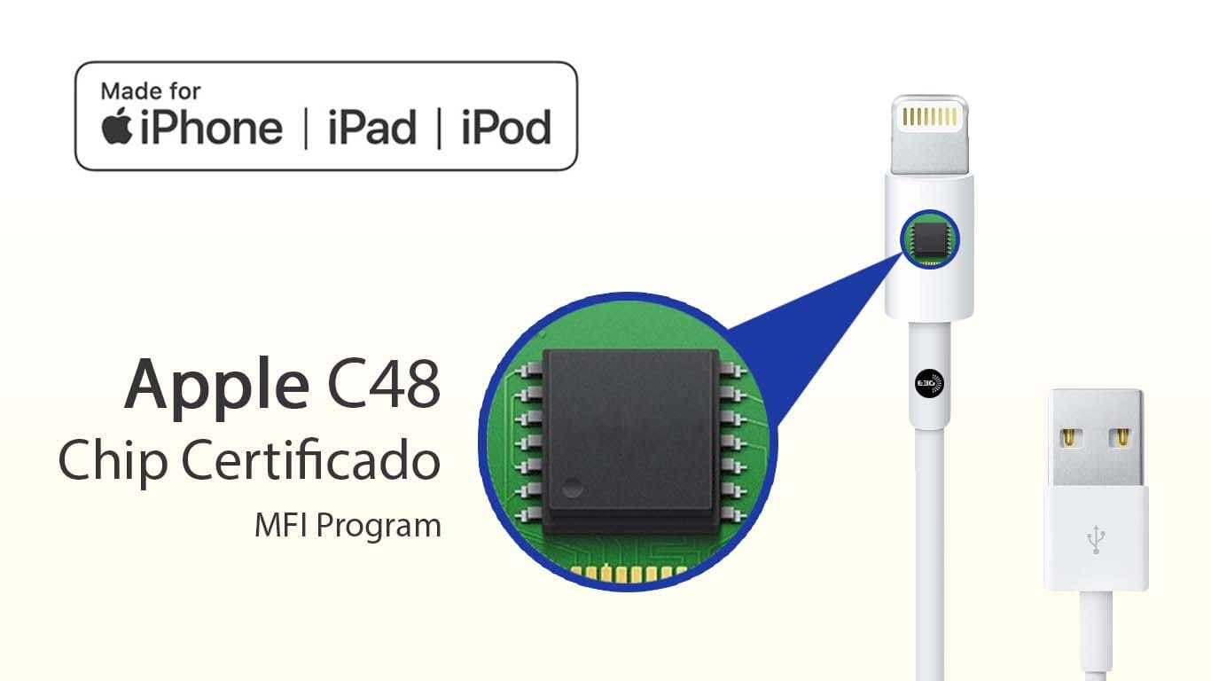Cable iPhone certificado por apple Chip Apple C48 mfi programm