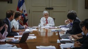 El presidente de Chile Sebastián Piñera en reunión de coordinación