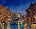 Venice Nocturne Rialto Bridge - Posted on Saturday, January 17, 2015 by Linda mooney