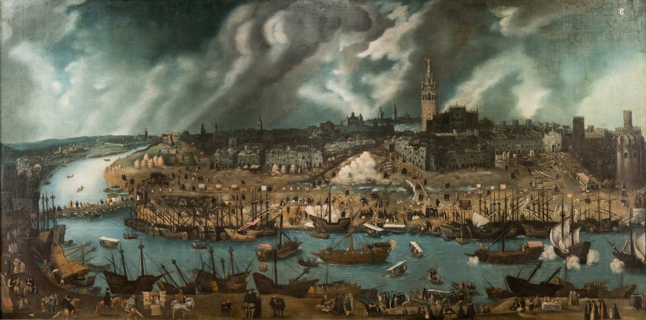 'Vista de la ciudad de Sevilla', de Sánchez Coello, en M. del Prado.