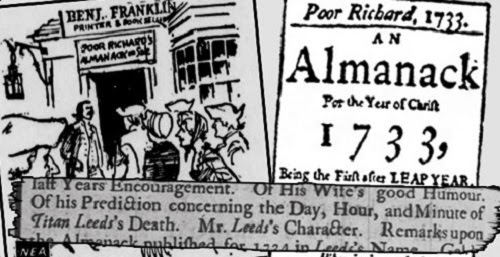  ''Poor Richard's Almanack'' first hit the press