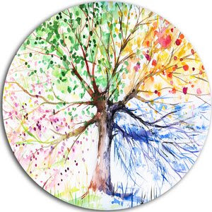'Four Seasons Tree' Painting Print on Metal