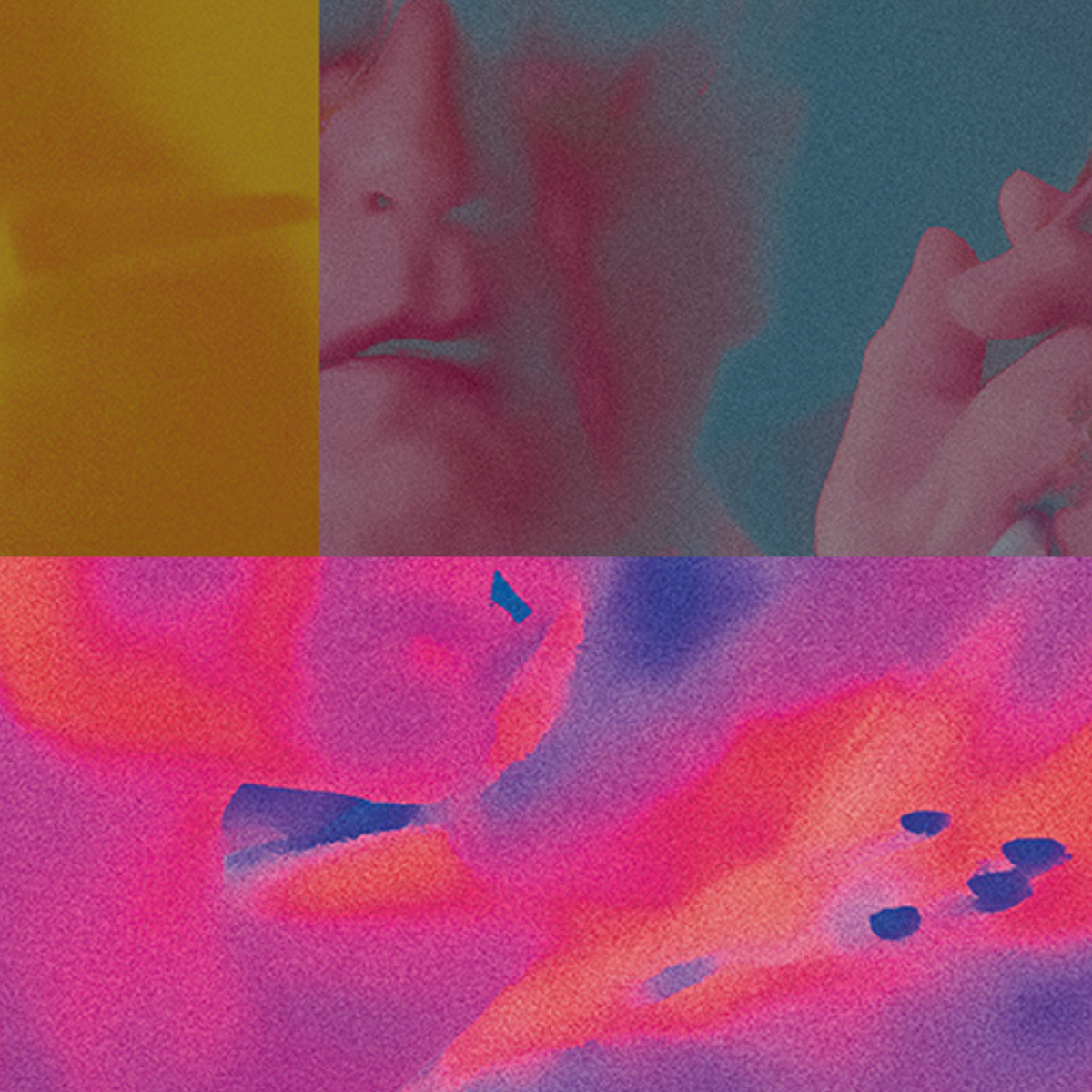 Abstract coloured images with face and hand