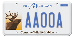 wildlife habitat license plate with elk illustration