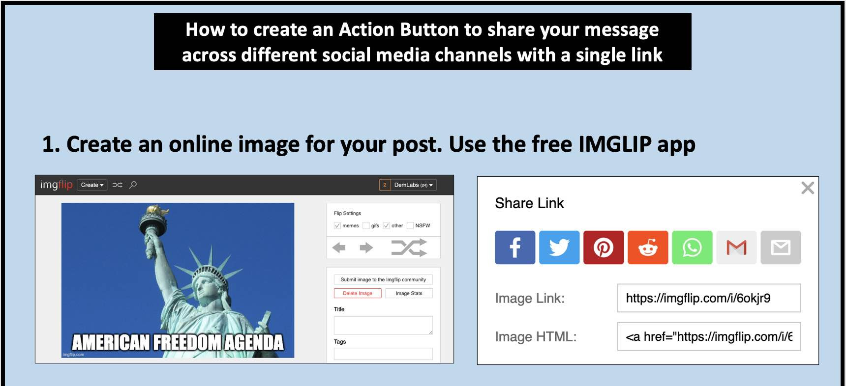 Spread your message across different social media platforms with a single link using Action Buttons