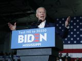 Democratic presidential candidate and former Vice President Joe Biden speaks at Tougaloo College in Tougaloo, Miss., Sunday, March 8, 2020. (AP Photo/Rogelio V. Solis)