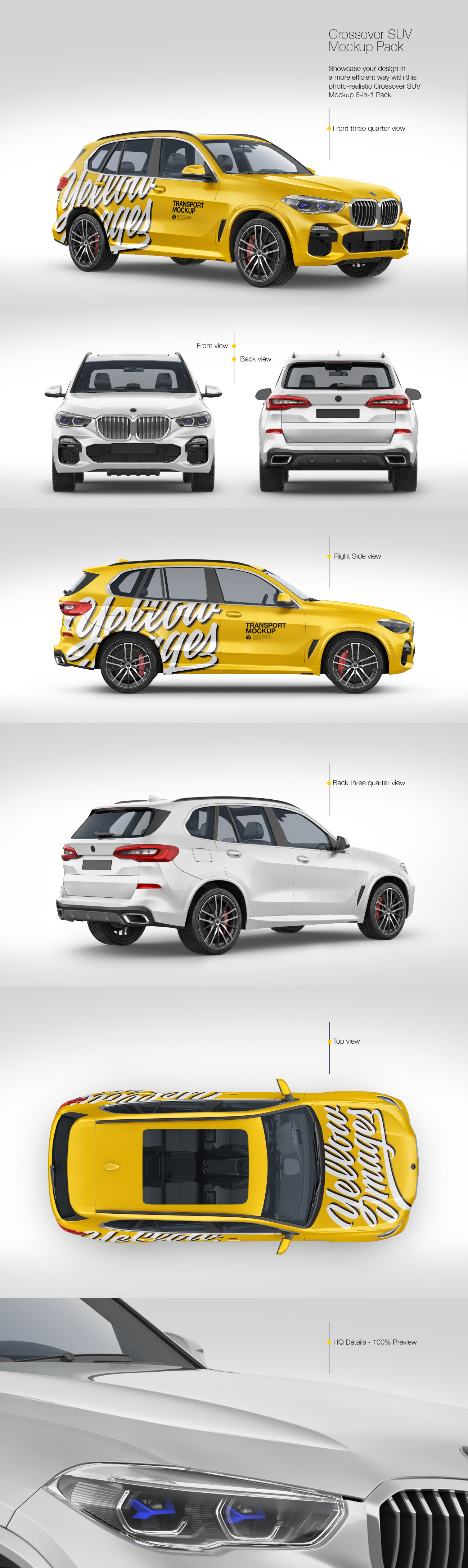 Crossover SUV Mockup Pack on Yellow Images Creative Store