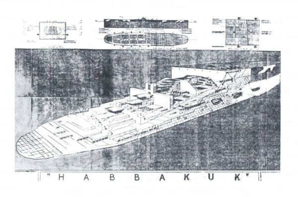 Black and white diagrams of a long ship. The bottom of the diagram reads "Habbakuk."