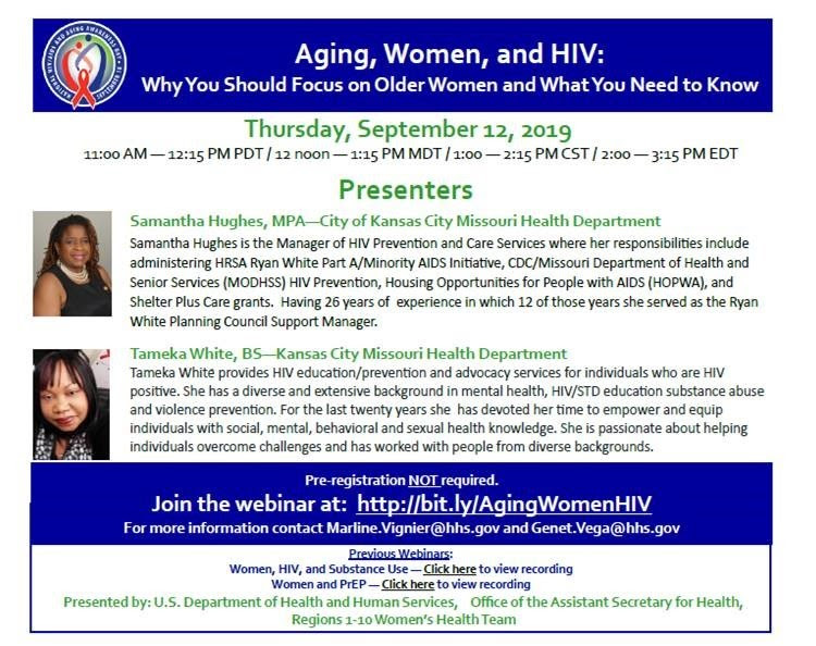 Aging, Women, and HIV Webinar flyer