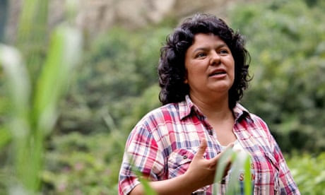 Berta Caceres at the banks of the Gualcarque River in the Rio Blanco region of western Honduras.