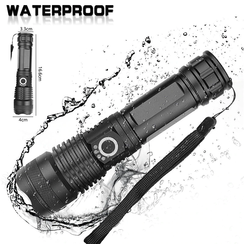 XHP120 powerful waterproof long shot rechargeable flashlight