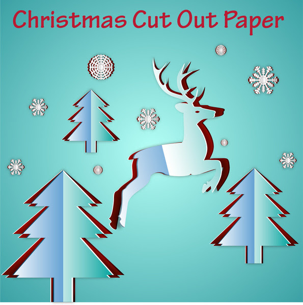 Christmas template design with cut out paper style Vectors graphic art