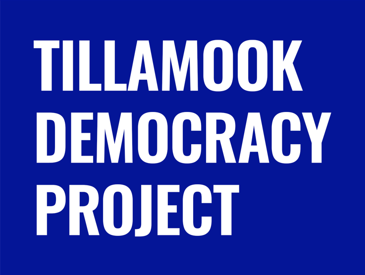Logotipo azul para el Proyecto de democracia de Tillamook