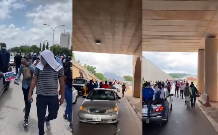 Abuja #EndSARS protesters defy order, continue to stage protest (photos/video)
