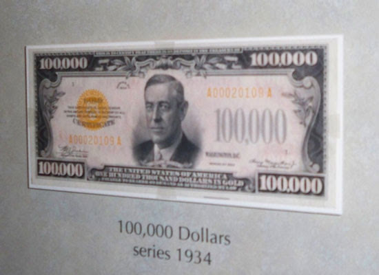 100.000 USD là mệnh giá tiền lớn nhất Mỹ từng in