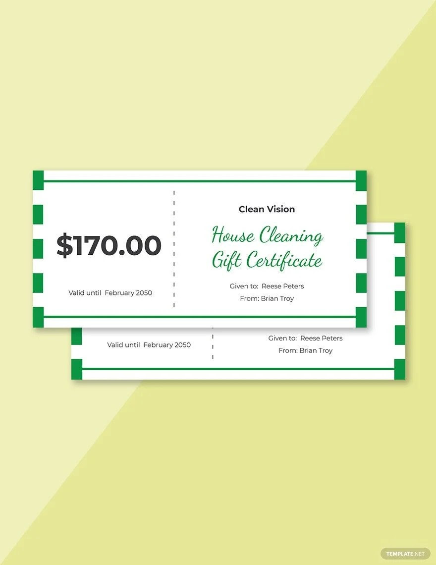Blank House Cleaning Gift Certificate Template Google Docs, Word