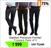 Gwalior Premium Formal Trousers Pack of 3- Black, Blue, Brown