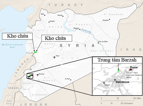 Ba má»¥c tiÃªu Syria bá» liÃªn quÃ¢n Má»¹ táº¥n cÃ´ng. Äá» há»a: Bá» Quá»c phÃ²ng Má»¹.