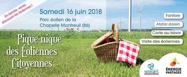 Pique-nique des éoliennes citoyennes à la Chapelle-Montreuil (86) samedi 16 juin