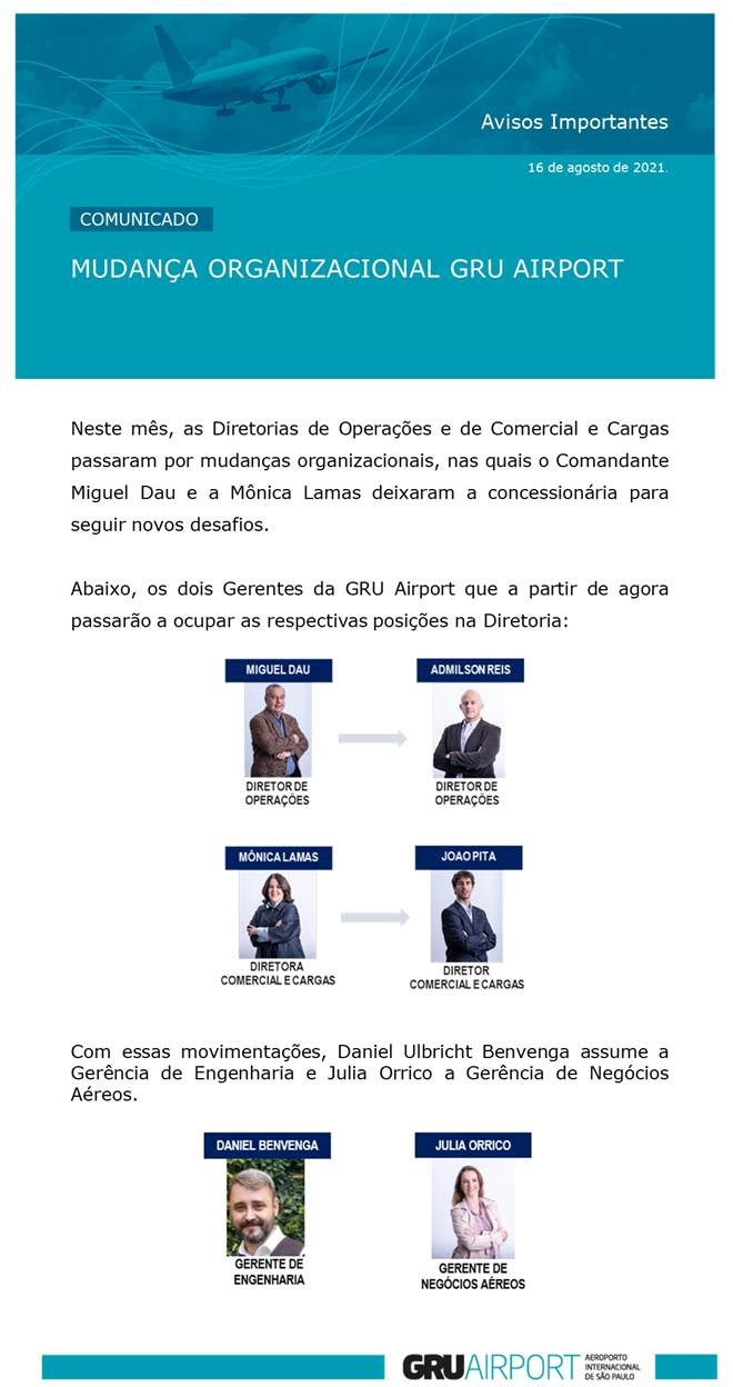 COMUNICADO GRU AIRPORT - Mudança Organizacional