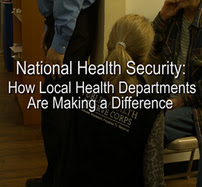 Public health worker talking with people