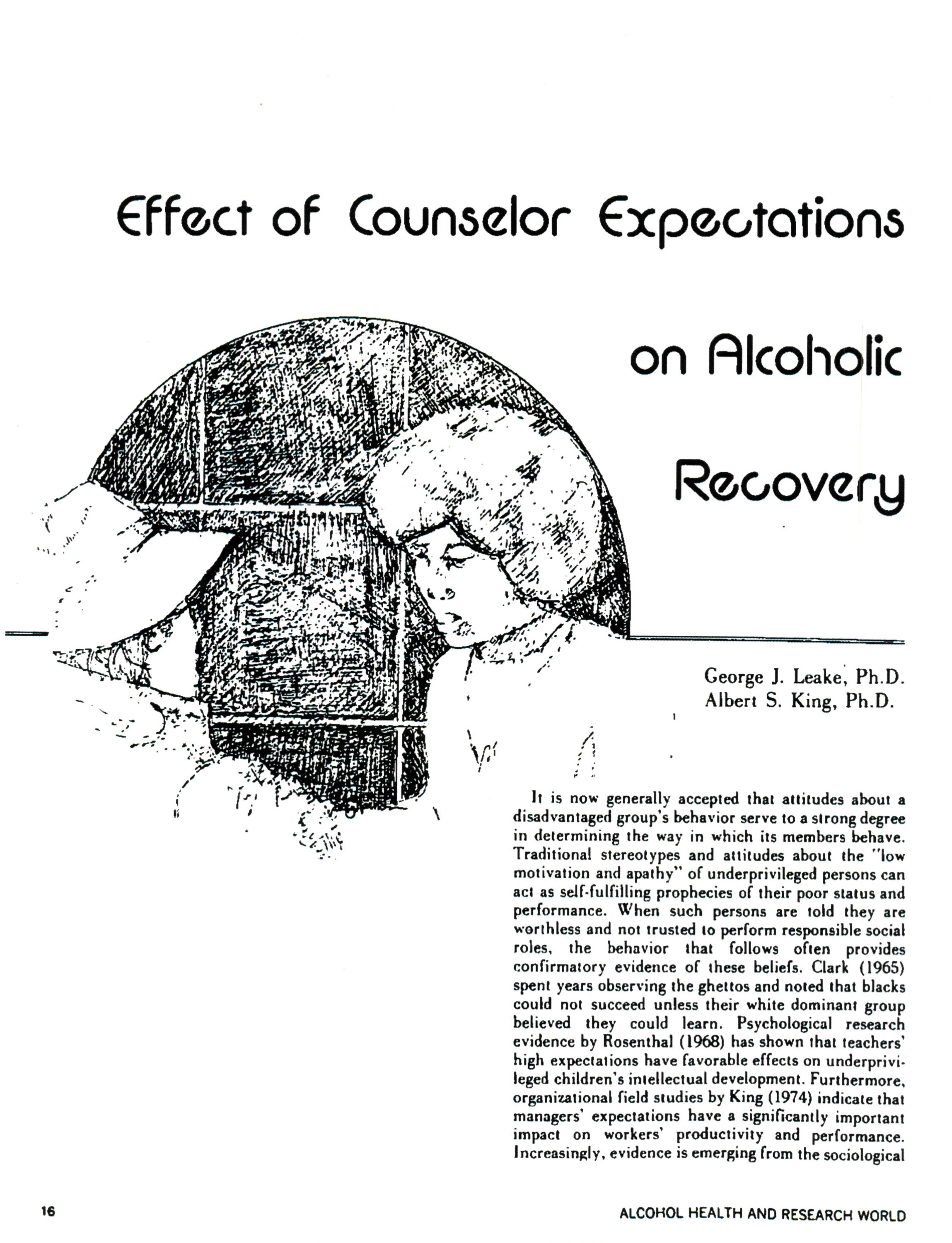 Effect of counselor expectations on alcoholic recovery