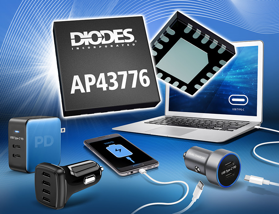 Двухпортовый декодер протокола USB PD3.1 от Diodes Incorporated для приложений быстрой зарядки