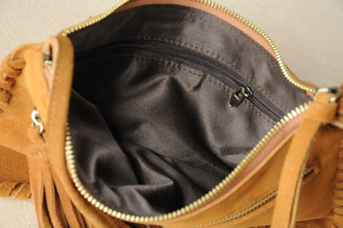 Genuine Suede Leather Fringed Chic Boho Shoulder Folk Bag