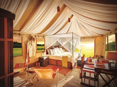 Tent Interior at Sangam Nivas Camp TUTC Kumbh Mela