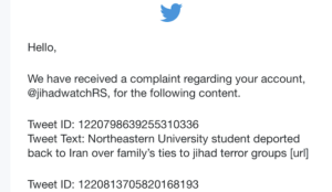 Twitter investigates, exonerates Jihad Watch for violating “German law”