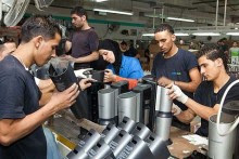 Arab workers at SodaStream's factory in Maaleh Adumim.
