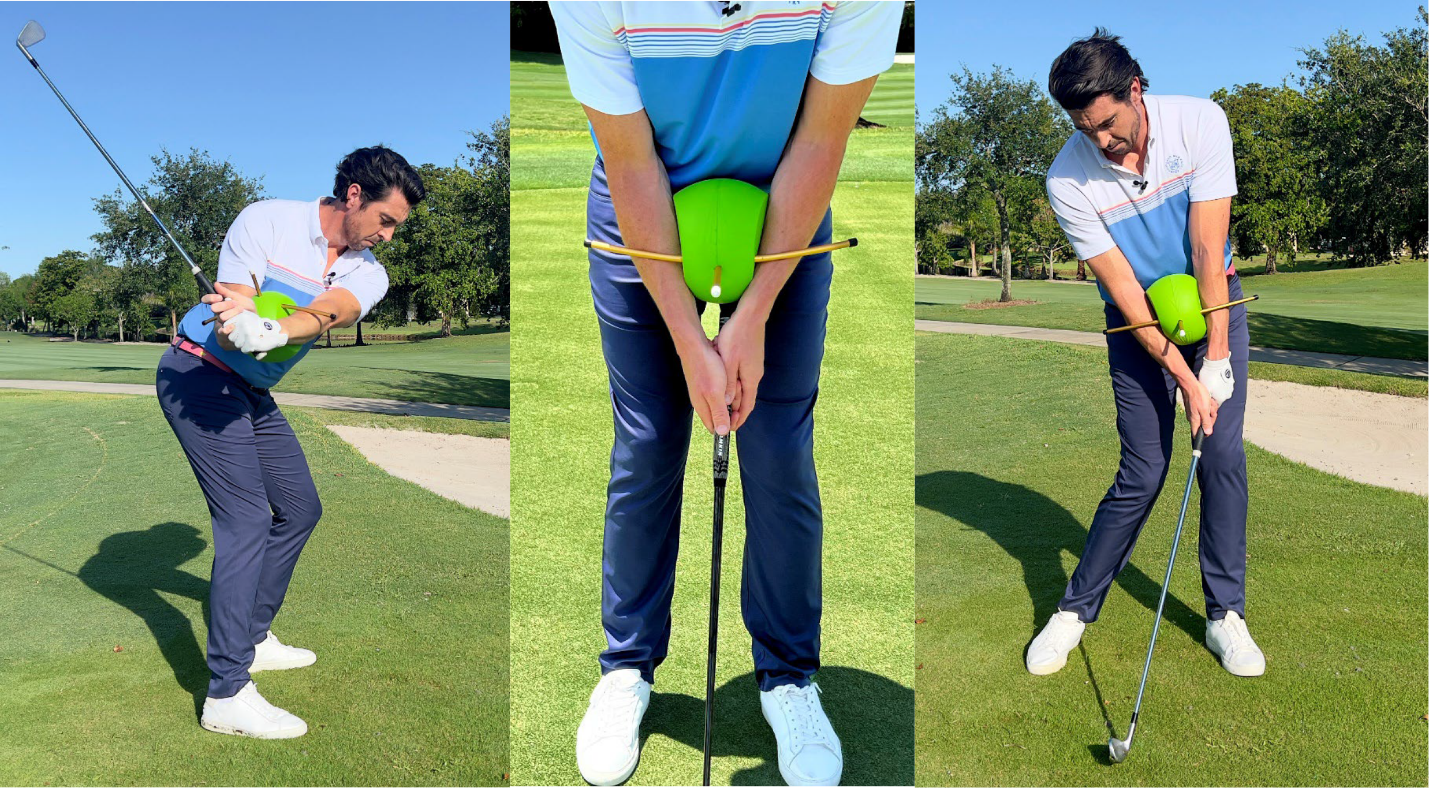 A collage of a person playing golf

Description automatically generated