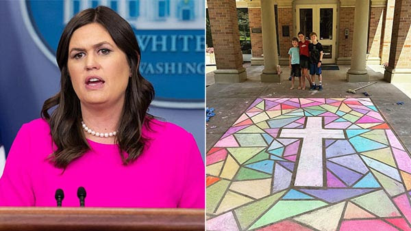 Libs Demanded Sarah Sanders Remove a Cross Drawn by Her Kids. Here's Her Response