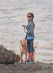 Dog with Lady by the Bay,figure,oil on canvas,12x9,Price$500 - Posted on Tuesday, February 17, 2015 by Joy Olney