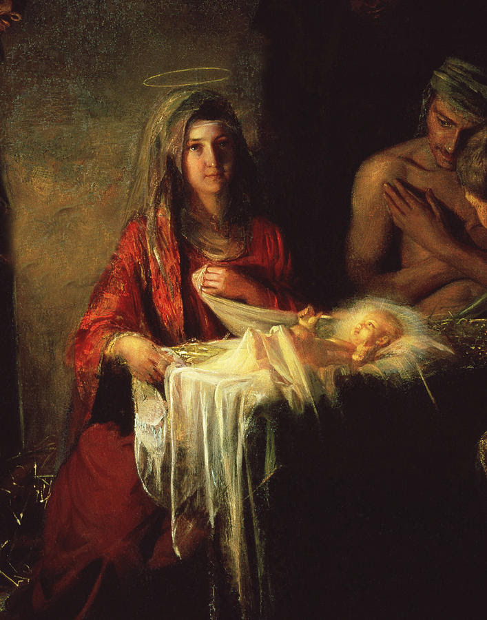 Birth of Jesus Christ Detail Painting by Carl Bloch - Fine Art America