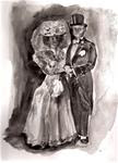 9x12 Bride and Groom Black and White Vintage Painting Penny Lee StewArt - Posted on Wednesday, February 25, 2015 by Penny Lee StewArt