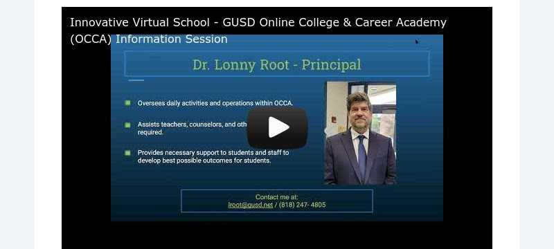 École virtuelle innovante - Séance d'information GUSD Online College & Career Academy (OCCA)