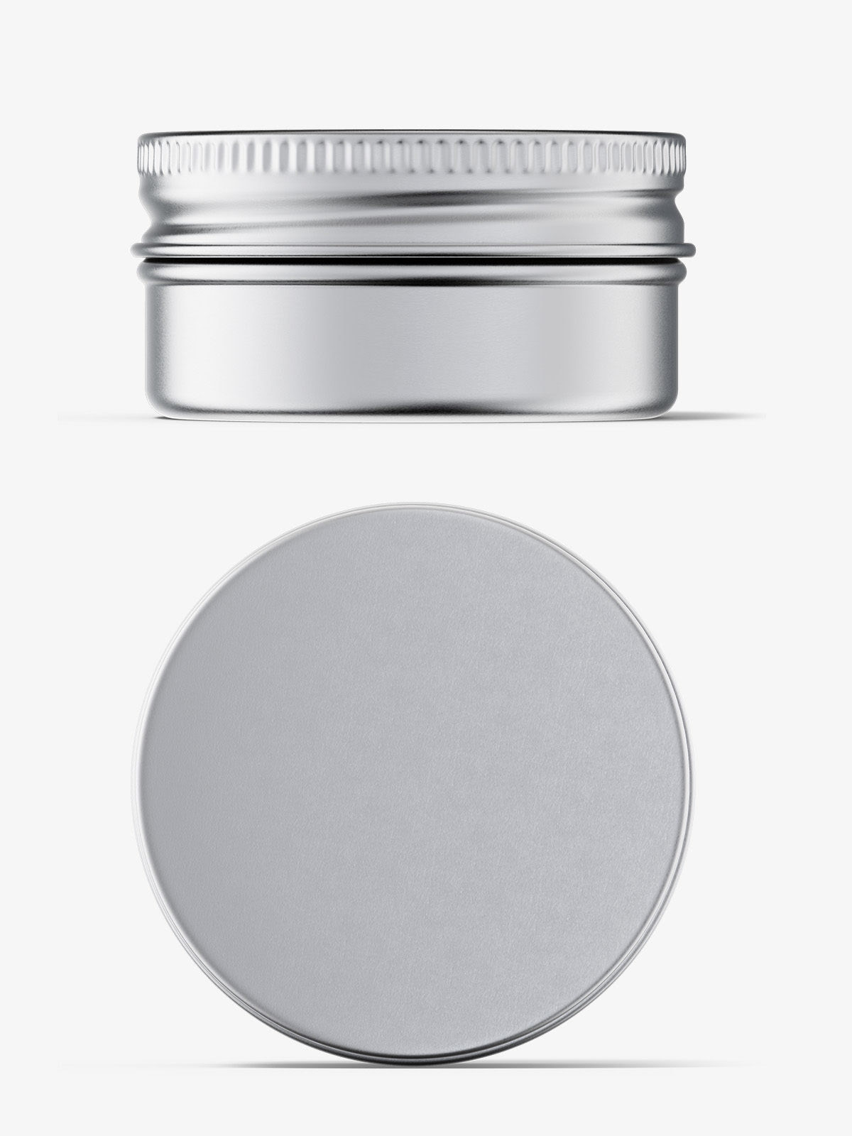 Metallic tin cream jar mockup / top and front view Smarty Mockups