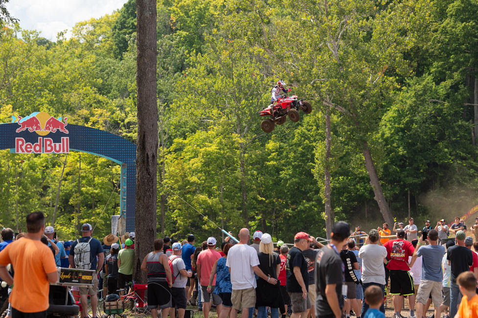 Hetrick launches over the Godzilla jump at Ironman Raceway.