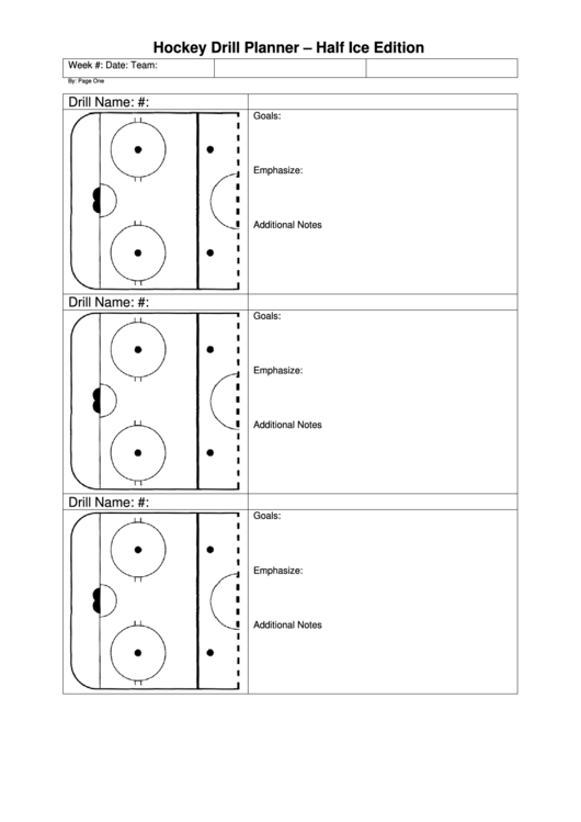 Hockey Drill Planner Half Ice Edition printable pdf download