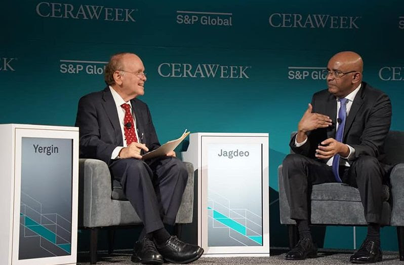 Vice-President, Dr. Bharrat Jagdeo spoke on Guyana's rise as an Energy Power during a CERAWeek 2023 discussion with Daniel Yergin, Vice Chairman of S&P Global