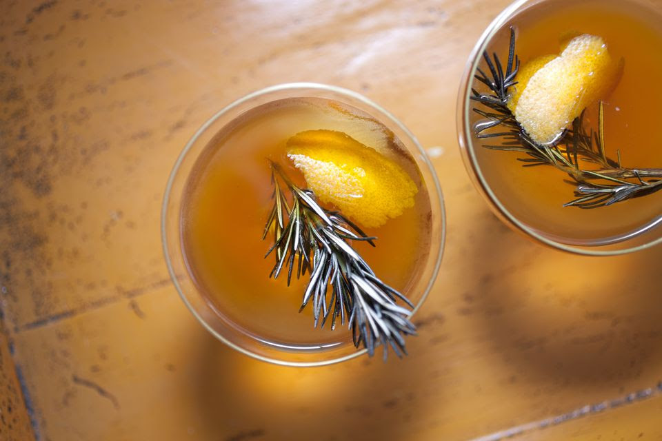 whiskey cocktail with rosemary