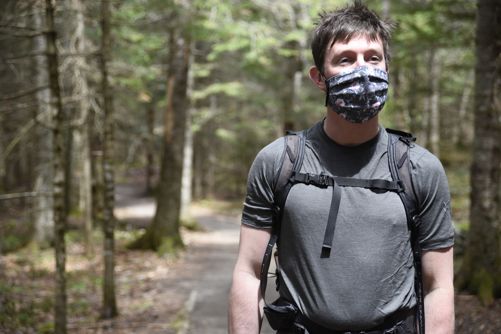 Hiker Wearing Mask