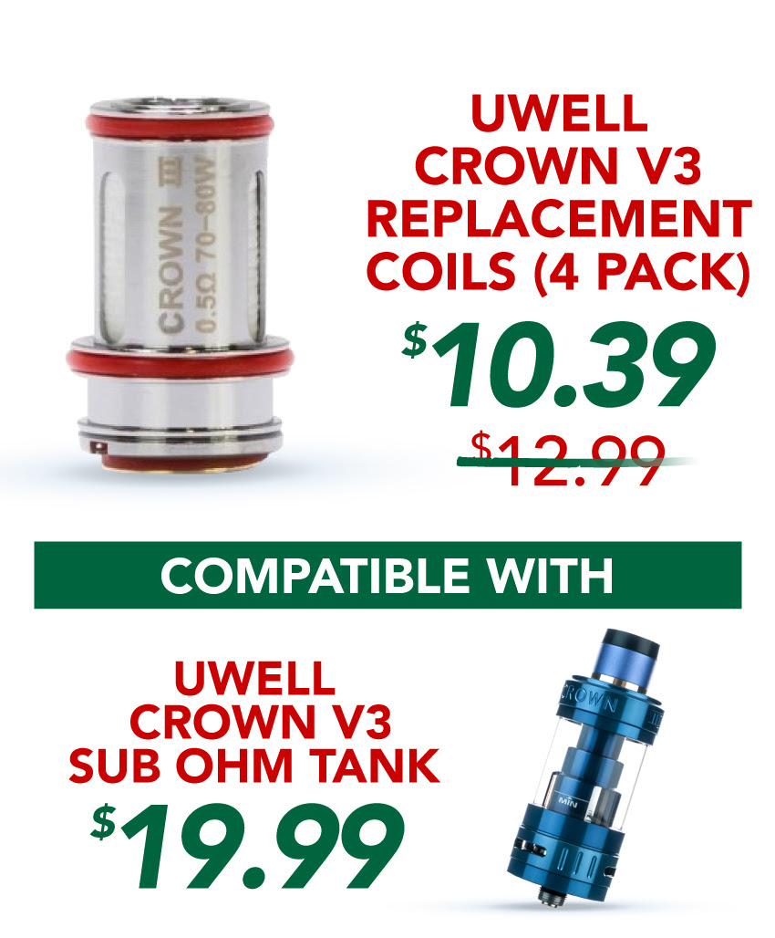 Uwell Crown V3 Replacement Coils (4 Pack), $10.39