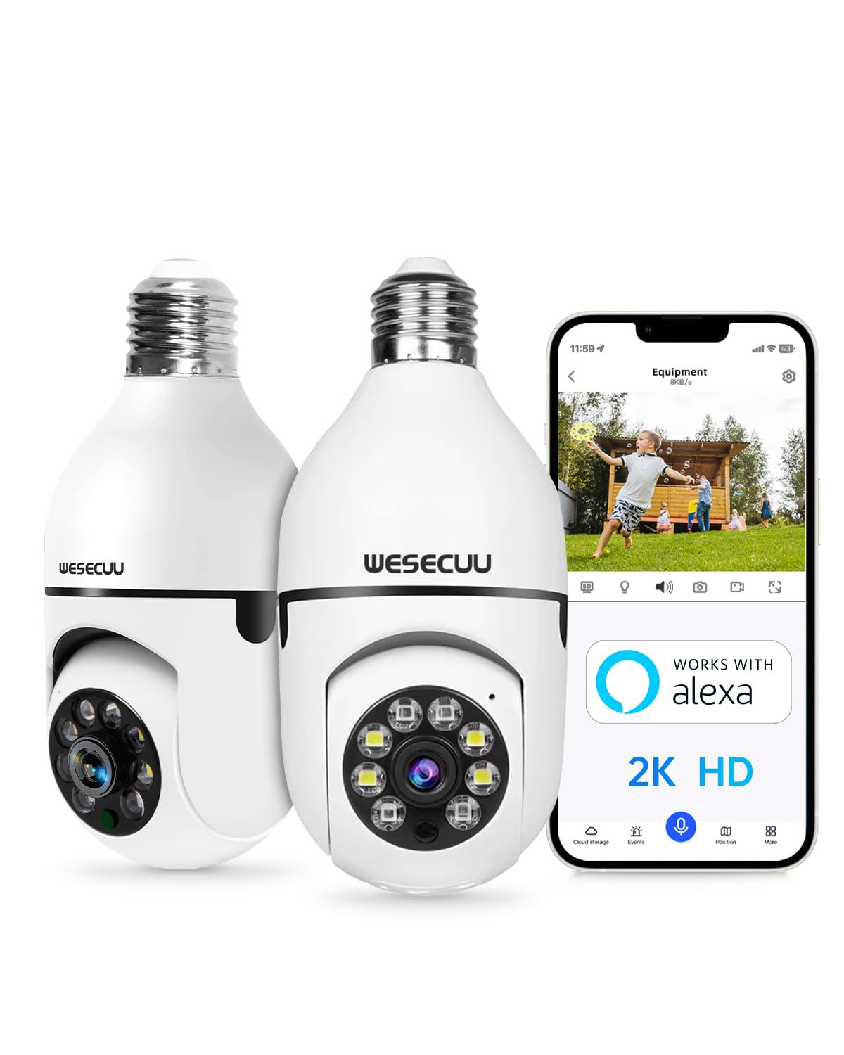 WESECUU Light Bulb Security Camera