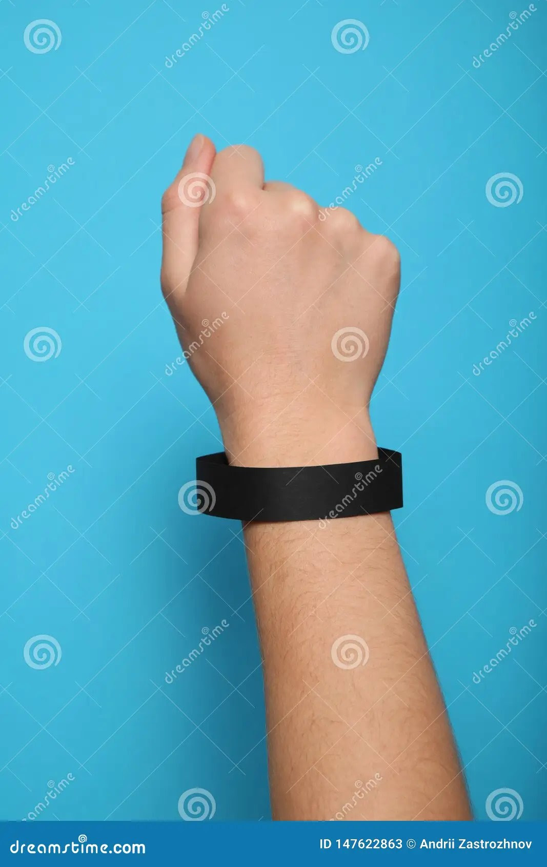 Black Blank Bracelet on Hand. Music Festival Branding Wristband