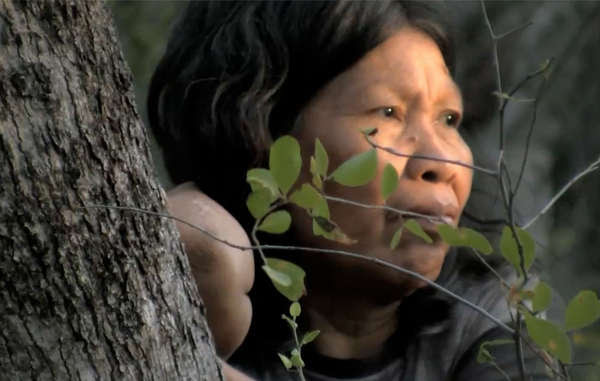 An Ayoreo woman who was forced to make contact due to her land being destroyed by bulldozers. 