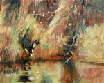 Cat On The Pond - Posted on Monday, February 16, 2015 by Mary Maxam